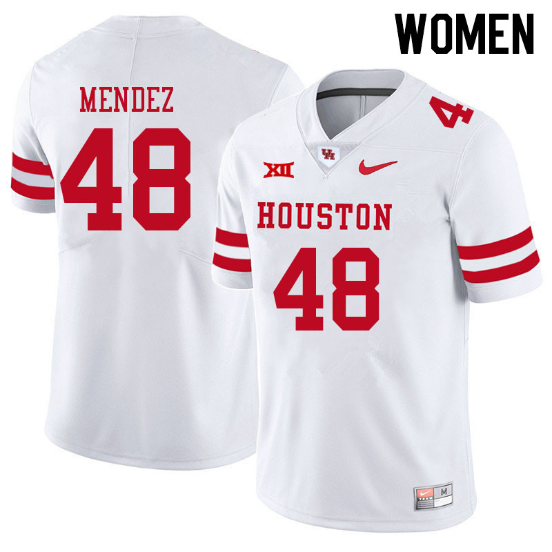 Women #48 Caleb Mendez Houston Cougars College Big 12 Conference Football Jerseys Sale-White - Click Image to Close